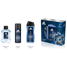 Adidas UEFA Champions League Champions Edition toaletní voda pro muže 100 ml + deodorant sprej 150 ml + sprchový gel 250 ml, dárková sada