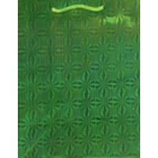 Nekupto Dárková papírová taška hologram 32 x 26 x 13 cm Vánoční, zelená 050 50 THL