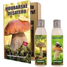 Bohemia Gifts Houbařské desatero Pro Houbaře sprchový gel 200 ml + šampon 200 ml, kniha kosmetická sada