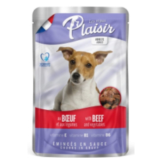 Plaisir Dog hovězí kousky se zeleninou kompletní krmivo pro dospělé psy kapsička 100 g