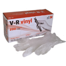 V-R Rukavice Vinyl jednorázové bezprašné pravolevé velikost M box 200 kusů