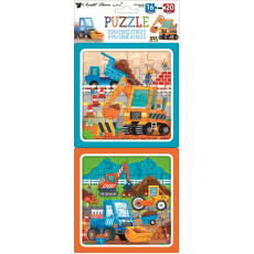 Baby Genius Puzzle Stavební stroje 15 x 15 cm, 16 a 20 dílků, 2 obrázky