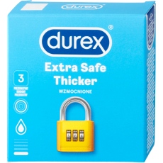 Durex Extra Safe Thicker latexový kondom, silnější, nominální šířka: 56 mm 3 kusy