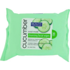 Beauty Formulas Cucumber Cleansing Facial Wipes odličovací pleťové ubrousky s okurkou 30 kusů