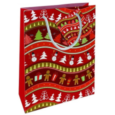 Nekupto Dárková papírová taška 14 x 11 x 6,5 cm Vánoční sněhuláci červená