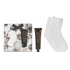 Grace Cole Růže & Geránium balzám na nohy 100 ml + teplé ponožky 1 pár, kosmetická sada pro ženy