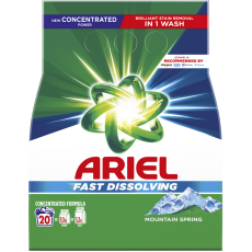 Ariel Mountain Spring prací prášek pro čisté a voňavé prádlo bez skvrn 20 dávek 1,1 kg