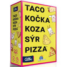 Albi Taco, kočka, koza, sýr, pizza postřehová karetní hra doporučený věk 8+