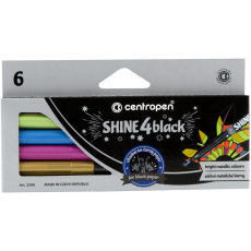 Centropen Shine4Black popisovače metalické se sytými inkousty 1 mm 6 barev