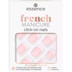 Essence French Click & Go umělé nehty 01 Classic French 12 kusů