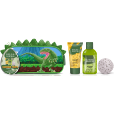 Baylis & Harding Dinosaurus pěna do koupele 100 ml + šampon na vlasy 50 ml + šumivá bomba do koupele 45 g + kosmetická taška, kosmetická sada pro děti