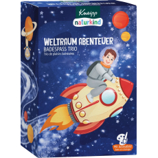 Kneipp Vesmírné dobrodružství Astronaut bomba do koupele 95 g + Hvězdný prach praskající sůl do koupele 60 g + Malý snílek barevná sůl do koupele 40 g, kosmetická sada pro děti