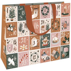 Nekupto Dárková papírová taška s ražbou 30 x 23 x 12 cm Vánoční adventní kalendář