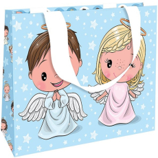 Nekupto Dárková papírová taška s ražbou 23 x 18 cm Vánoční andělíčci