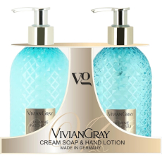 Vivian Gray Jasmín a Patchouli luxusní tekuté mýdlo s dávkovačem 300 ml + luxusní mléko na ruce s dávkovačem 300 ml, kosmetická sada