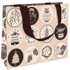Nekupto Dárková papírová taška s ražbou 23 x 18 cm Vánoční symboly