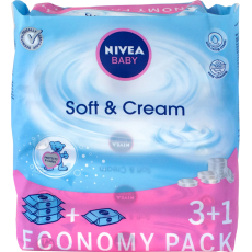Nivea Baby Soft & Cream čisticí ubrousky pro děti 4 x 63 kusů