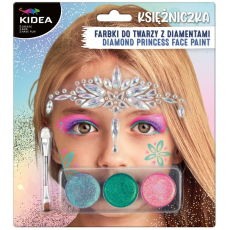Kidea Princezna barvy na obličej + štětec + kamínky, kreativní sada