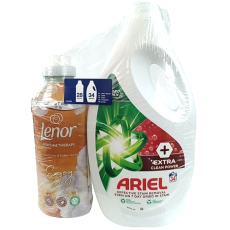 Ariel Extra Clean Power univerzální prací gel 34 dávek + Lenor Vanilla Orchid & Golden Amber aviváž 28 dávek, duopack