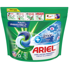 Ariel +Touch Of Lenor Fresh Air gelové kapsle na odstraňování skvrn 36 kusů