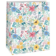 Ditipo Dárková papírová taška 18 x 10 x 22,7 cm Bílá barevné luční květy