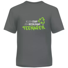 Albi Humorné tričko Recyklovaný teenager šedé zelené, pánské velikost L