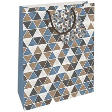 Nekupto Dárková papírová taška 32,5 x 26 x 13 cm Mozaika modrá