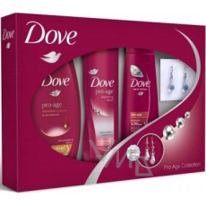 Dove Pro Age sprchový gel 250 ml + šampon 250 ml + tělové mléko 250 ml + náušnice, kosmetická sada