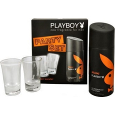 Playboy Miami Párty deodorant sprej 150 ml + sexy skleničky 2 kusy, pro muže kosmetická sada