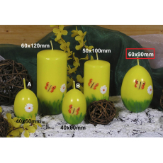 Lima Jarní motiv svíčka žlutá vajíčko velké 60 x 90 mm 1 kus