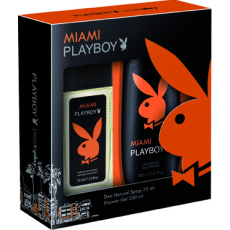 Playboy Miami parfémovaný deodorant sklo pro muže 75 ml + sprchový gel 200 ml, kosmetická sada