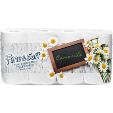 Fine & Soft Heřmánek parfémovaný toaletní papír s vůní heřmánku 150 útržků 3 vrstvý 8 rolí