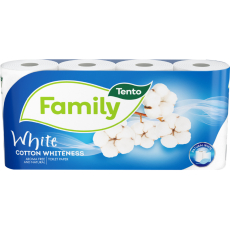 Tento Family Cotton Whiteness toaletní papír bílý 2 vrstvý 150 útržků 8 kusů