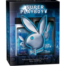 Playboy Super Playboy for Him parfémovaný deodorant sklo pro muže 75 ml + sprchový gel 250 ml, kosmetická sada