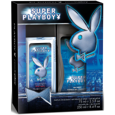 Playboy Super Playboy for Him parfémovaný deodorant sklo pro muže 75 ml + sprchový gel 250 ml, kosmetická sada