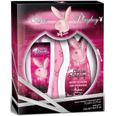Playboy Super Playboy for Her parfémovaný deodorant sklo pro ženy 75 ml + tělové mléko 250 ml, dárková sada