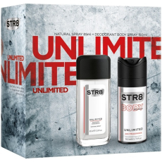 Str8 Unlimited parfémovaný deodorant sklo pro muže 85 ml + deodorant sprej 150 ml, dárková sada