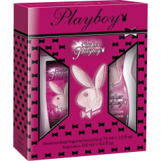 Playboy Super Playboy for Her parfémovaný deodorant sklo 75 ml + tělové mléko 250 ml, kosmetická sada