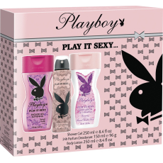 Playboy Play It Sexy deodorant sprej pro ženy 150 ml + tělové mléko 250 ml + sprchový gel 250 ml, kosmetická sada