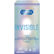 Durex Invisible Extra Thin Extra Lubricated kondomy extra tenké, extra lubrikované nominální šířka: 54 mm 10 kusů