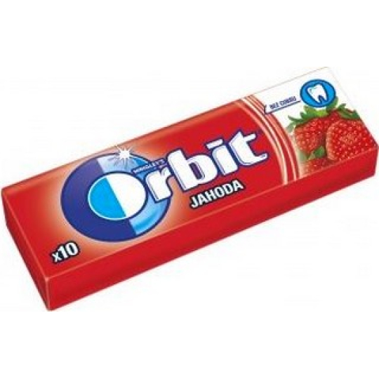 Wrigleys Orbit Jahoda žvýkačky bez cukru ovocné dražé 10 kusů 14 g