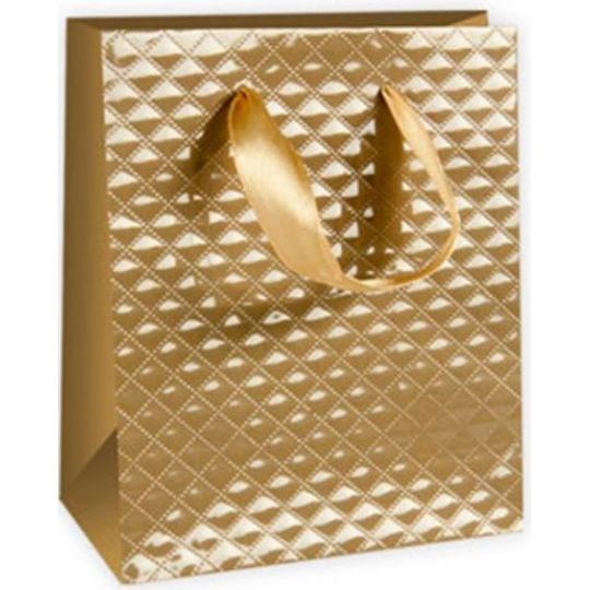 Ditipo Dárková papírová taška 11,4 x 6,4 x 14,6 cm zlatá