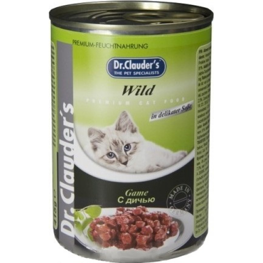 Dr. Clauders Wild Zvěřina s jemnými kousky kompletní krmivo pro kočky 415 g