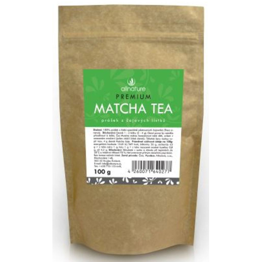 Allnature Matcha Tea Premium prášek z čajových lístků zeleného čaje 100 g