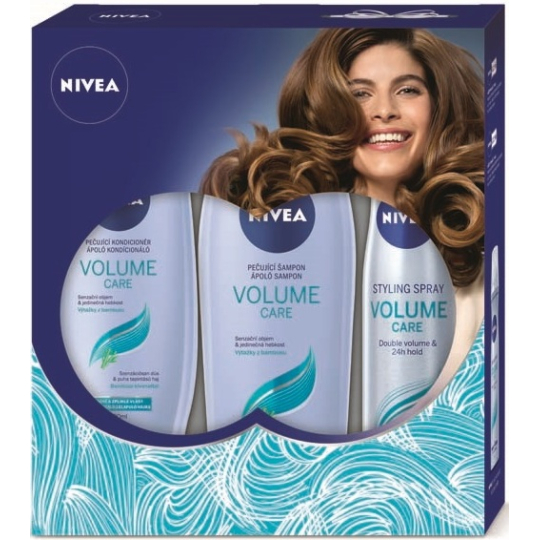 Nivea Volume Care šampon 250 ml + kondicionér 200 ml + Volume Sensation lak na vlasy 250 ml, kosmetická sada