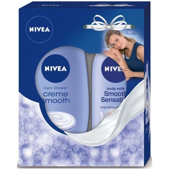 Nivea Creme Smooth sprchový gel 250 ml + Smooth Sensation krémové tělové mléko 250 ml, kosmetická sada