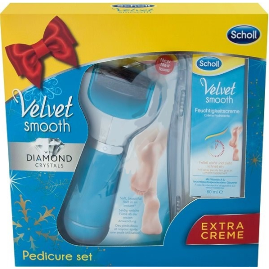 Scholl Velvet Smooth elektrický pilník na chodidla + Essential Smooth denní hydratační krém 60 ml