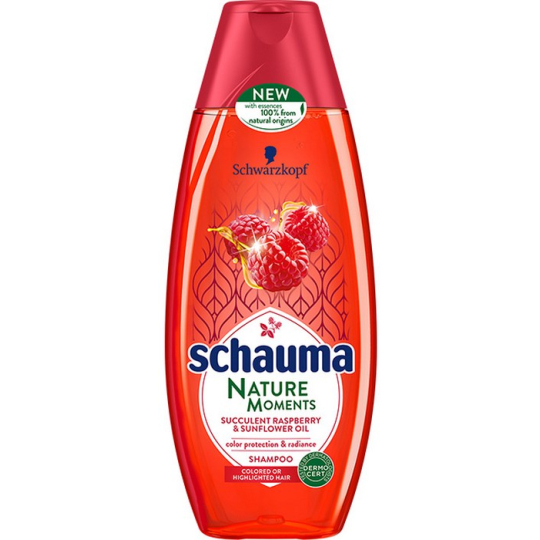 Schauma Nature Moments Štavnatá malina a slunečnicový olej pro ochranu barvy a lesk šampon na vlasy 400 ml