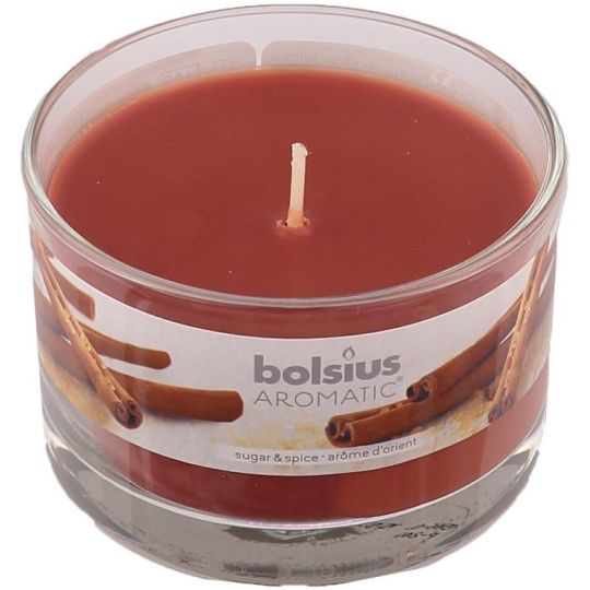 Bolsius Aromatic Sugar & Spice - Cukr a koření vonná svíčka ve skle 90 x 65 mm 247 g doba hoření cca 30 hodin