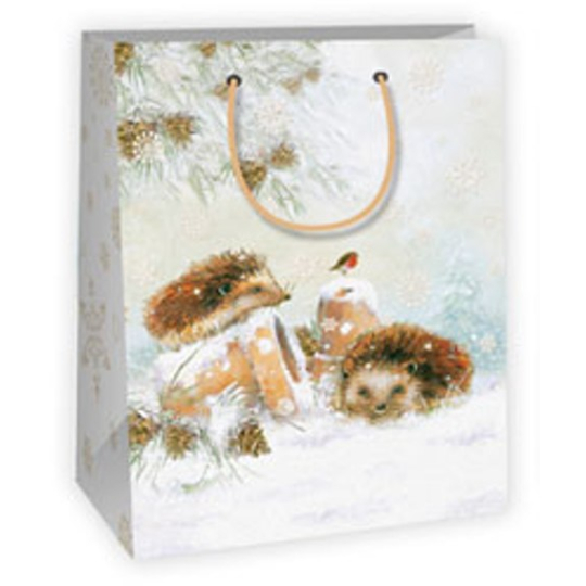 Ditipo Dárková kraftová taška 18 x 8 x 24 cm bílá ježci